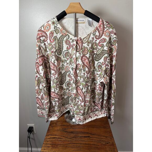 Alfred Dunner paisley print button down cardigan sz 3 xl fall, winter grannycore - Picture 1 of 4